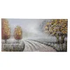 Large-scale hand-painted Golden Tree Autumn Road landscape oil painting factory, one-piece consignment, printed upon request, foreign trade warehouse supply, Temu fabric decorative painting Item Picture
